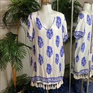 White and Blue tropical dress